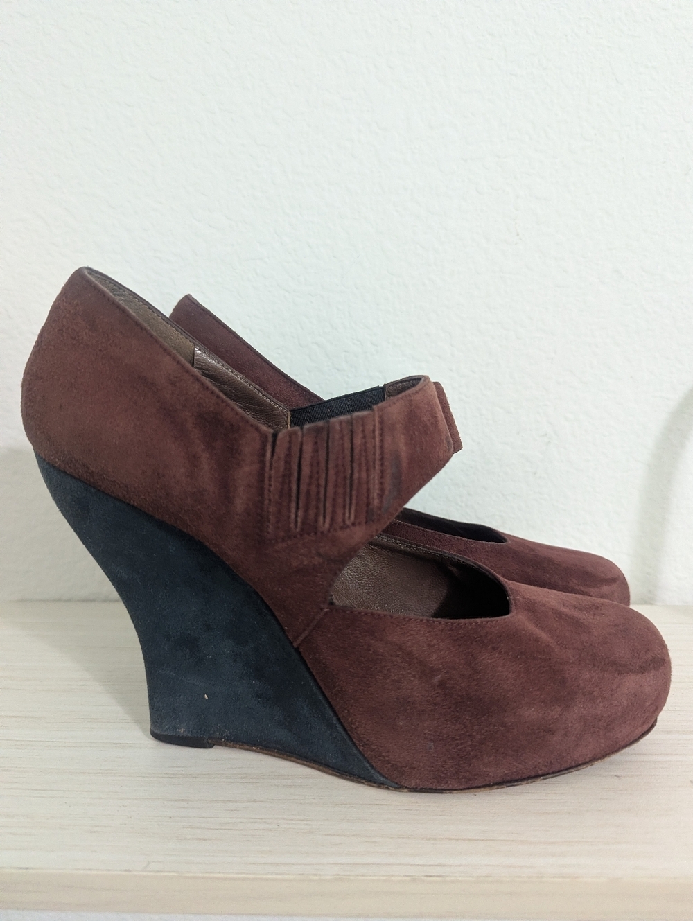 Marni Suede Mary Jane Platform Wedge Heels